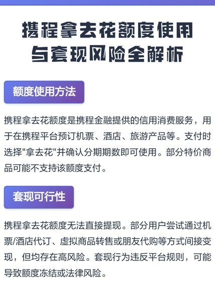 携程拿去花可以提现吗？一文说清额度用途