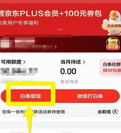 京东白条在哪可以提现